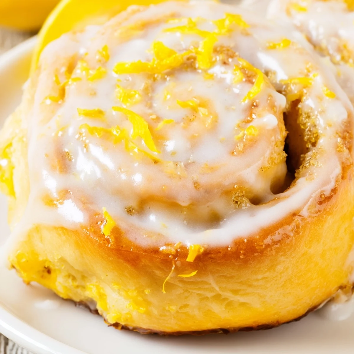 Soft fluffy lemon rolls spiraled with sweet lemon sugar filling topped with zesty glaze