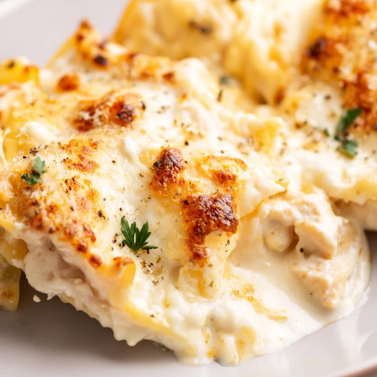 Chicken Alfredo Baked Ravioli