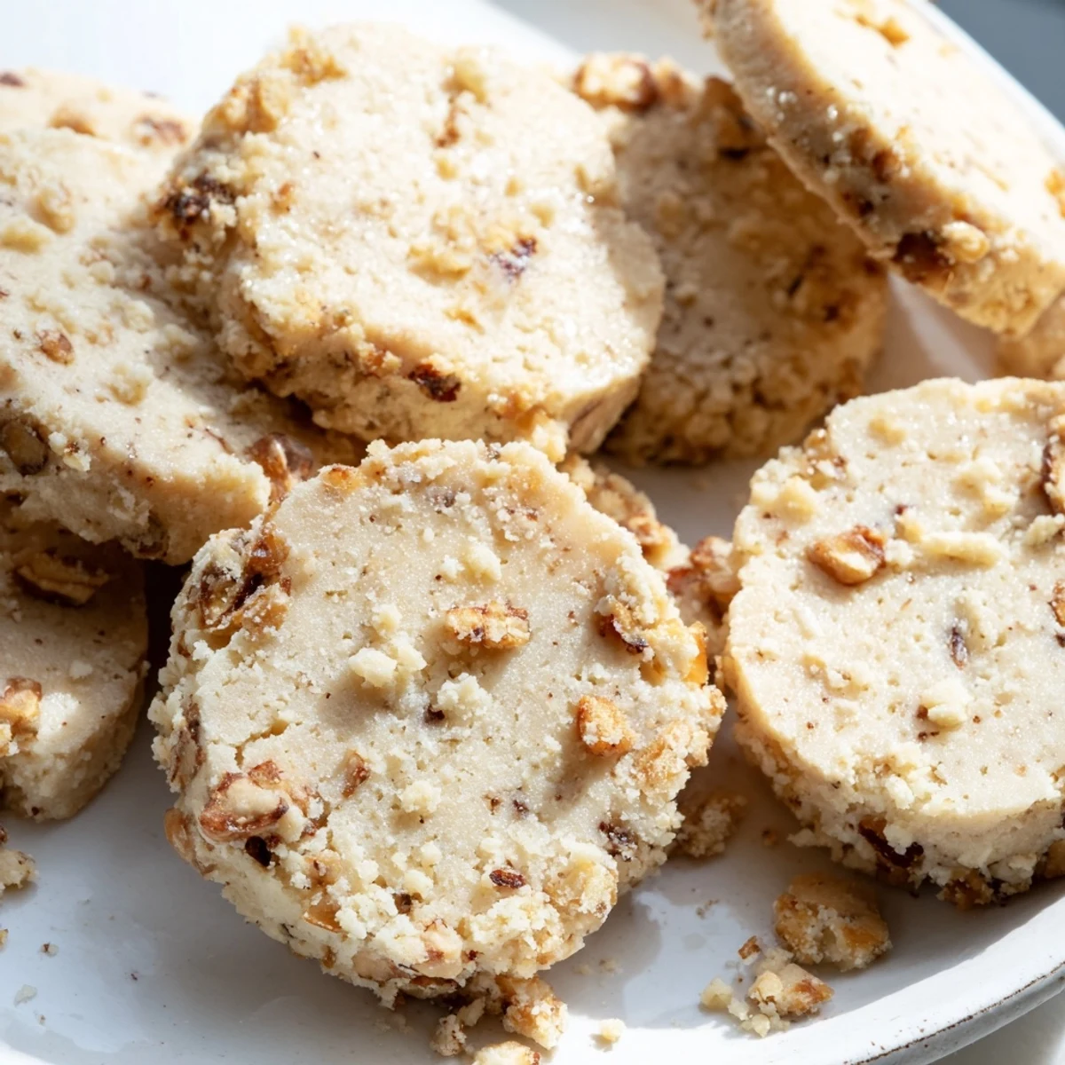 Buttery espresso shortbread cookies studded with sweet toffee bits beside a steaming mug