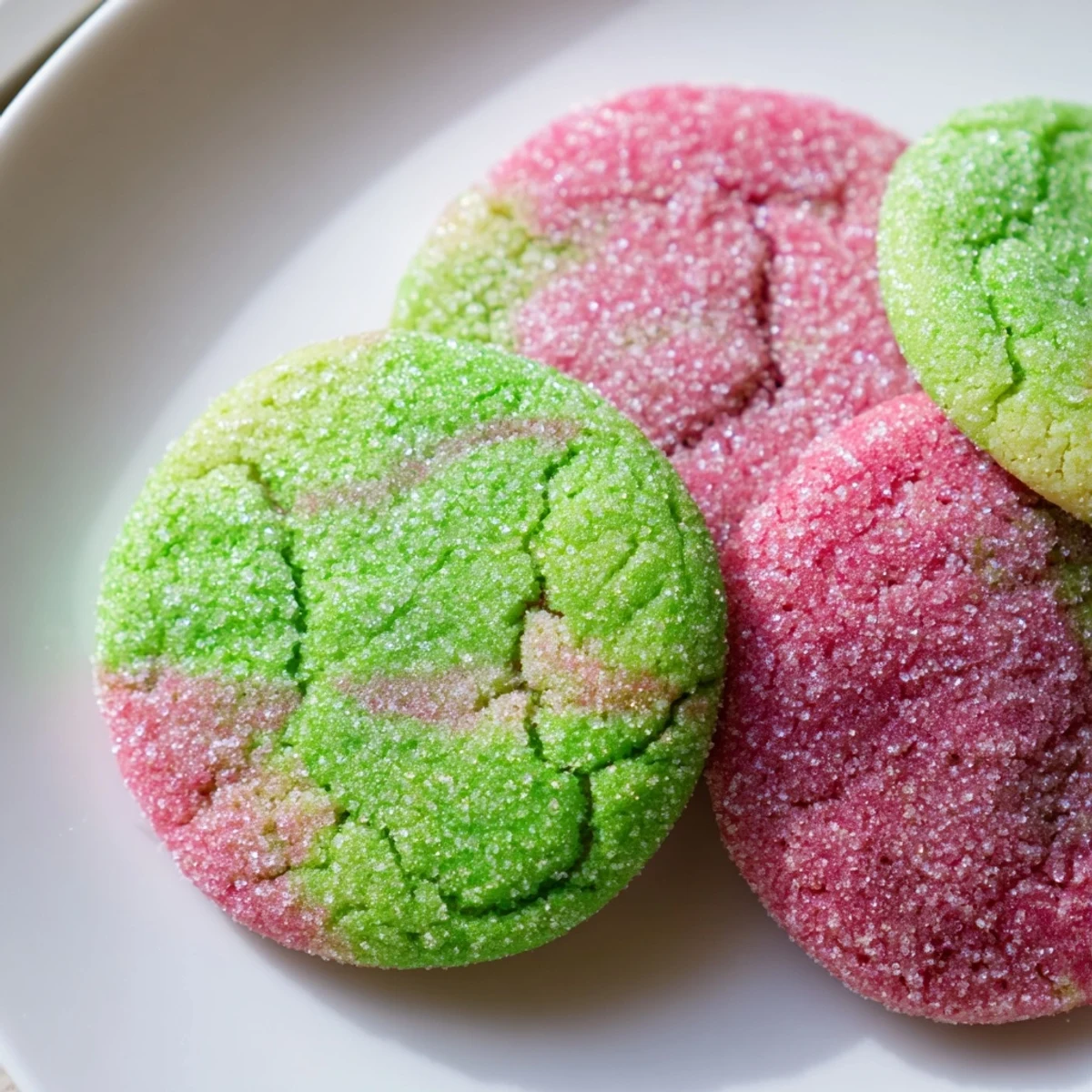Soft colorful Jello sugar cookies with crackly tops arranged on a rustic baking sheet