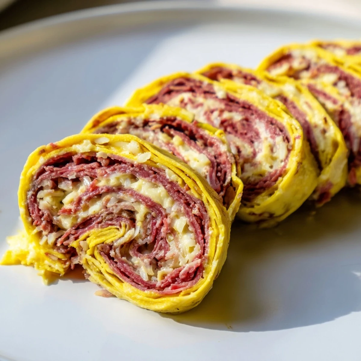Crispy low carb Reuben egg roll ups stuffed with tangy sauerkraut and creamy dressing.