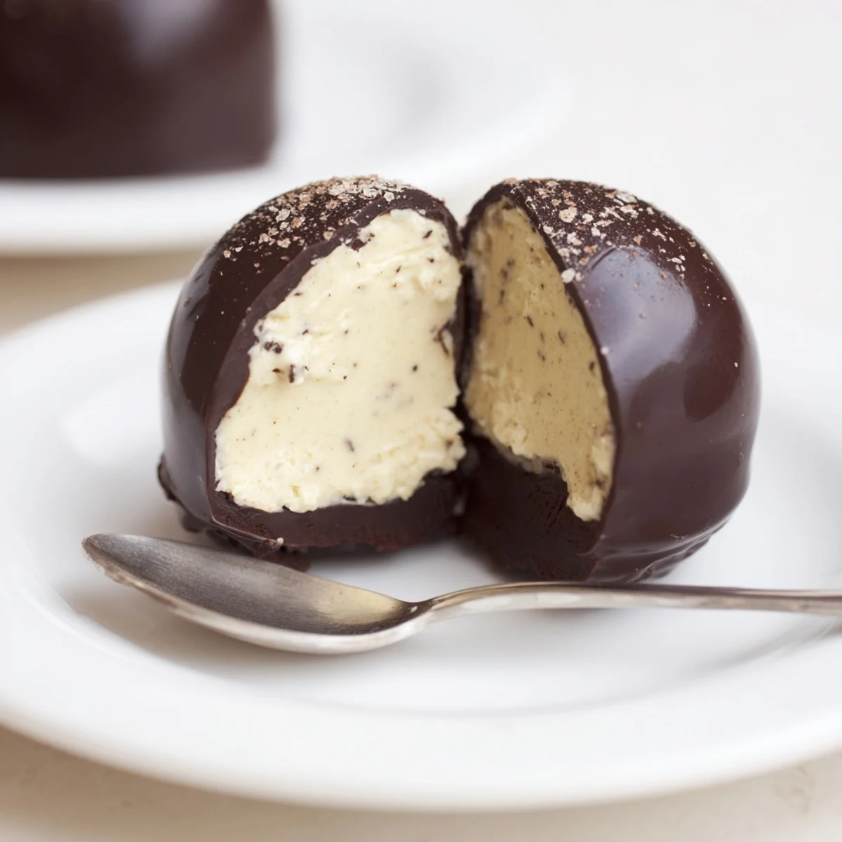 Plated Dark Chocolate Eggnog Truffles dusted with nutmeg, ideal for gifting