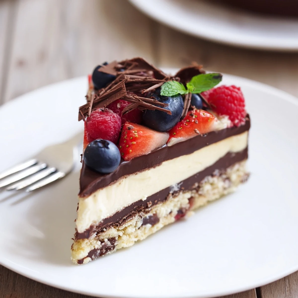 Chilled The Ultimate Dessert Recipe garnished with chocolate shavings and mint sprig