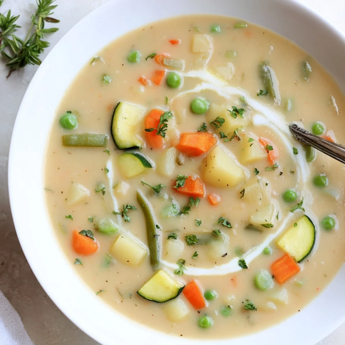 Warm Creamy Vegetable Soup Recipe silky, savory broth filled with colorful vegetables