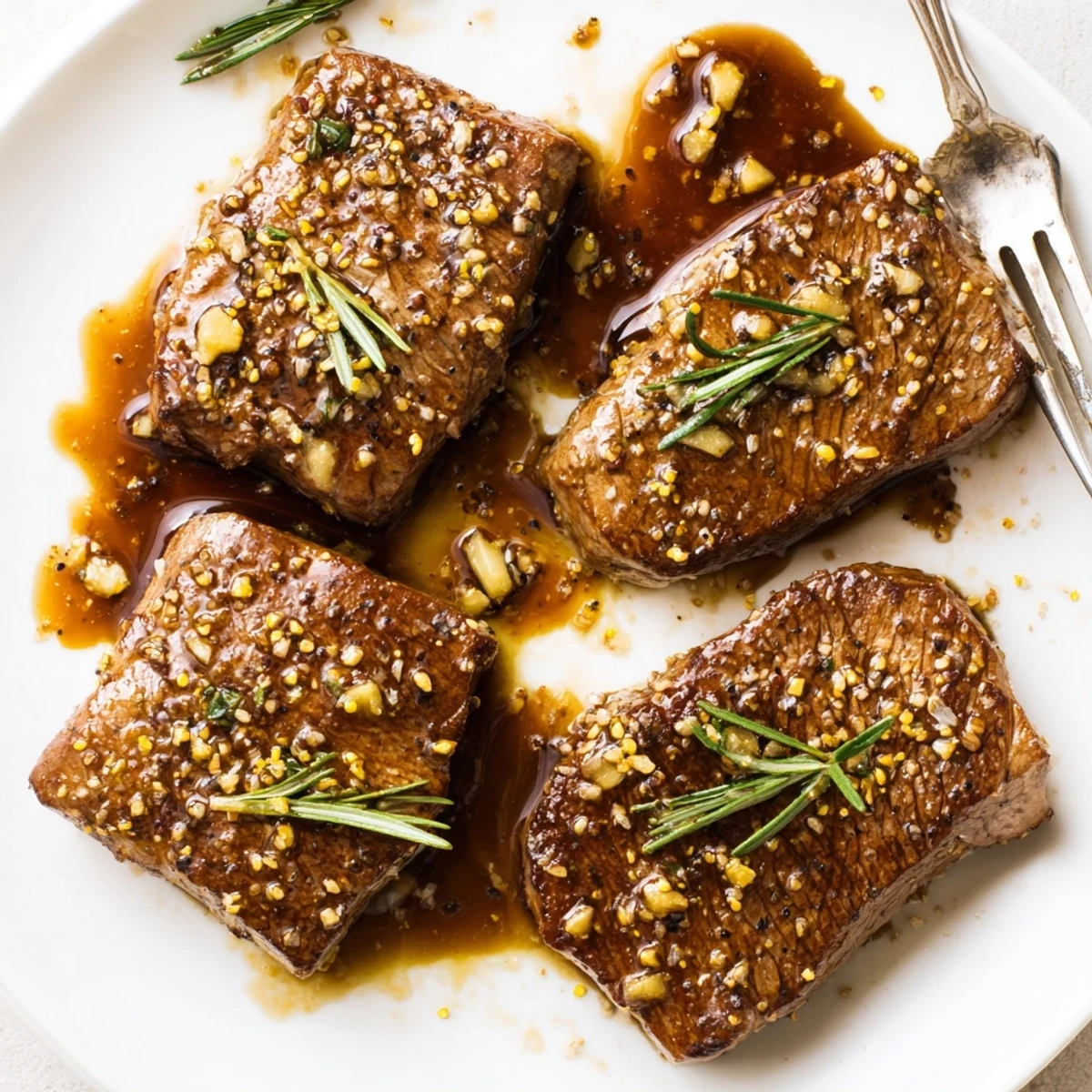 Steak Marinade glistening on raw ribeyes, garlic aroma promising charred grilling