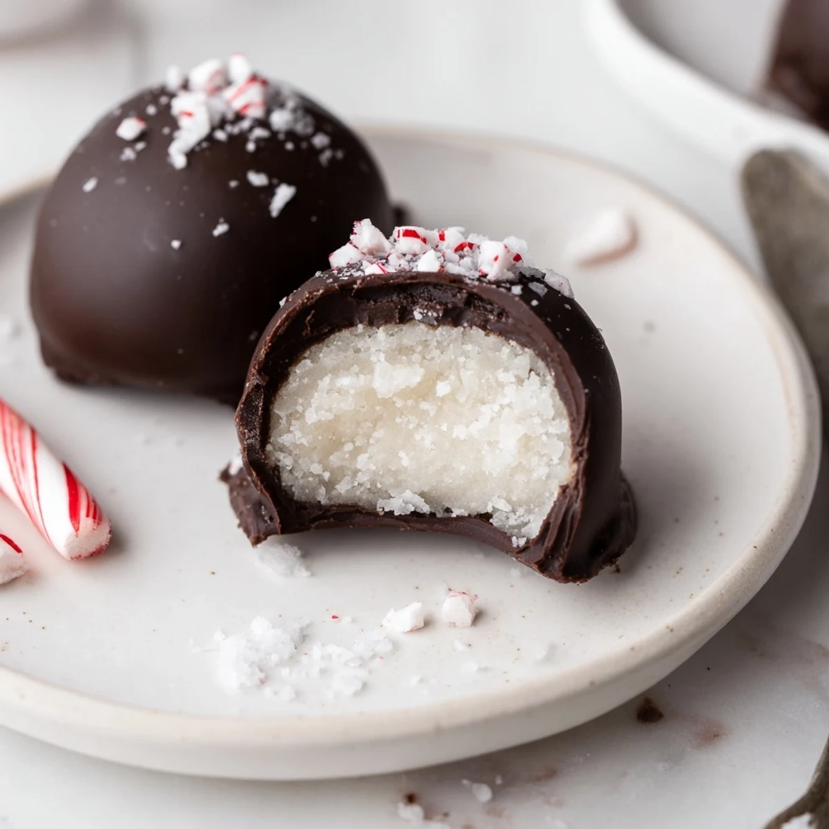Peppermint Patties with glossy dark chocolate coating, cool mint centers, parchment lined tray