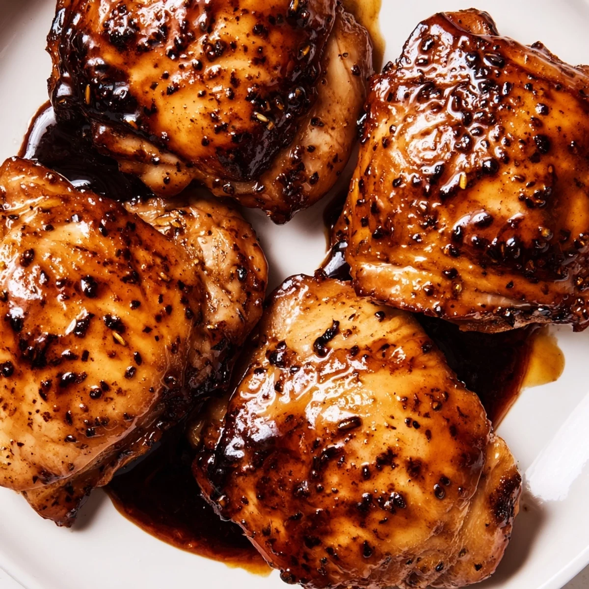 Juicy oven-baked garlic black pepper chicken served over steaming white rice with vegetables