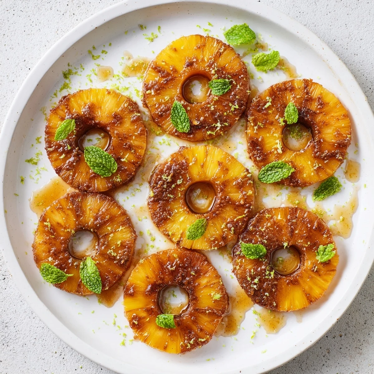 Caramelized tropical pineapple slices air fried to perfection with lime zest