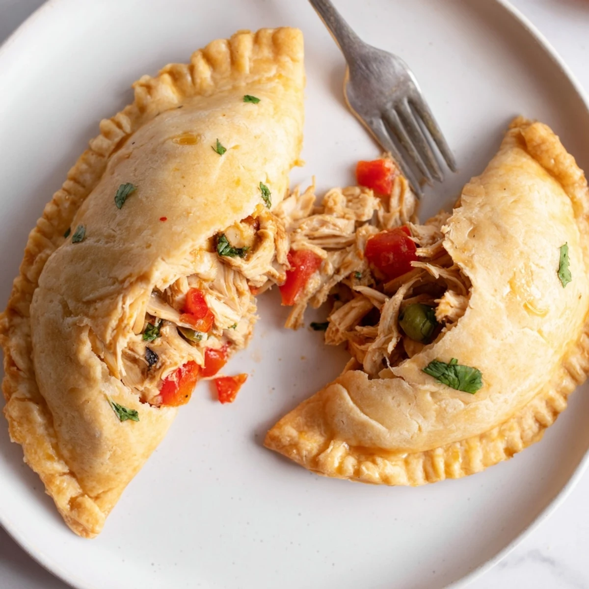Warm Gluten Free Chicken Empanadas recipe with tender savory filling peeking out.