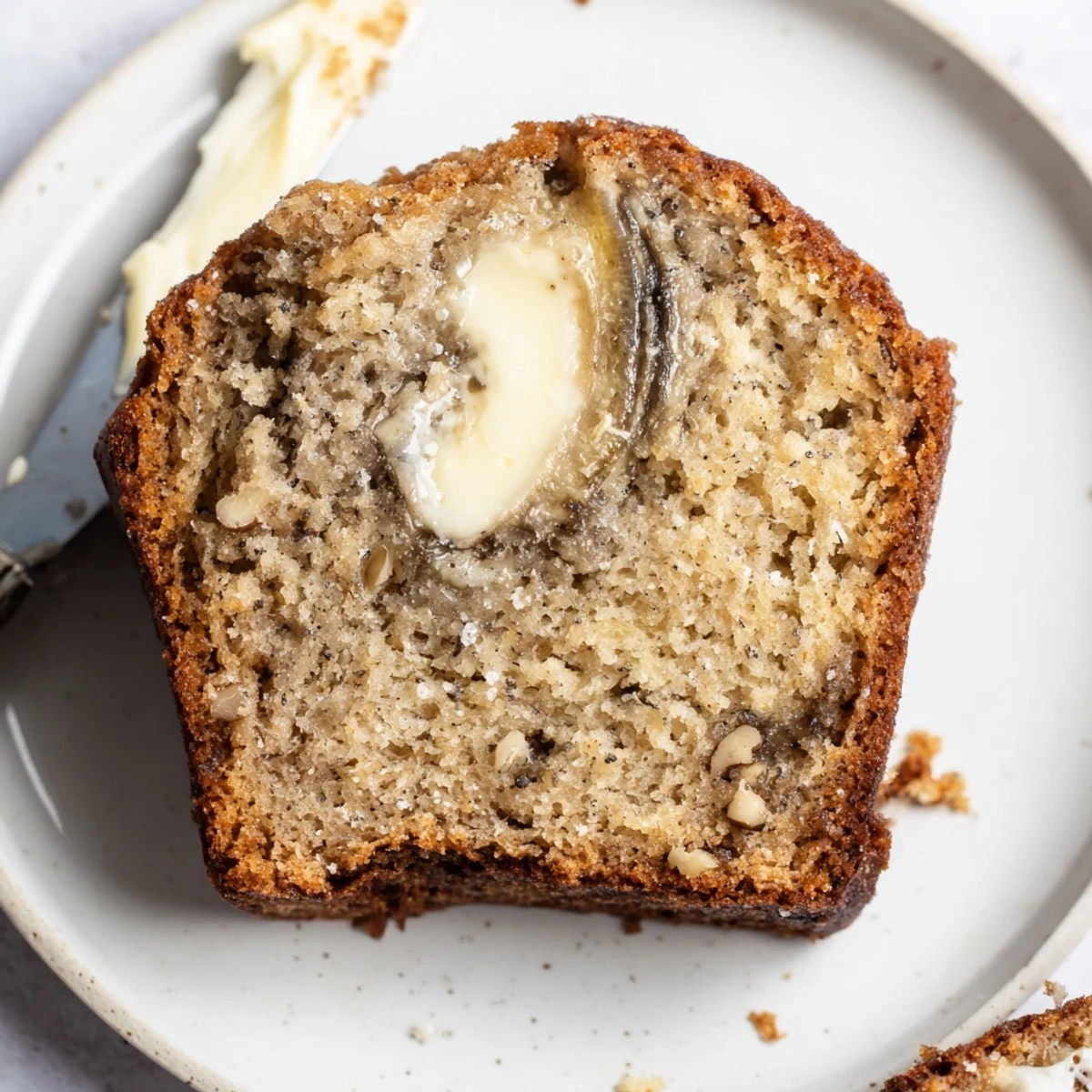 Banana Bread Delight: moist golden loaf with cinnamon aroma, sliced on cooling rack