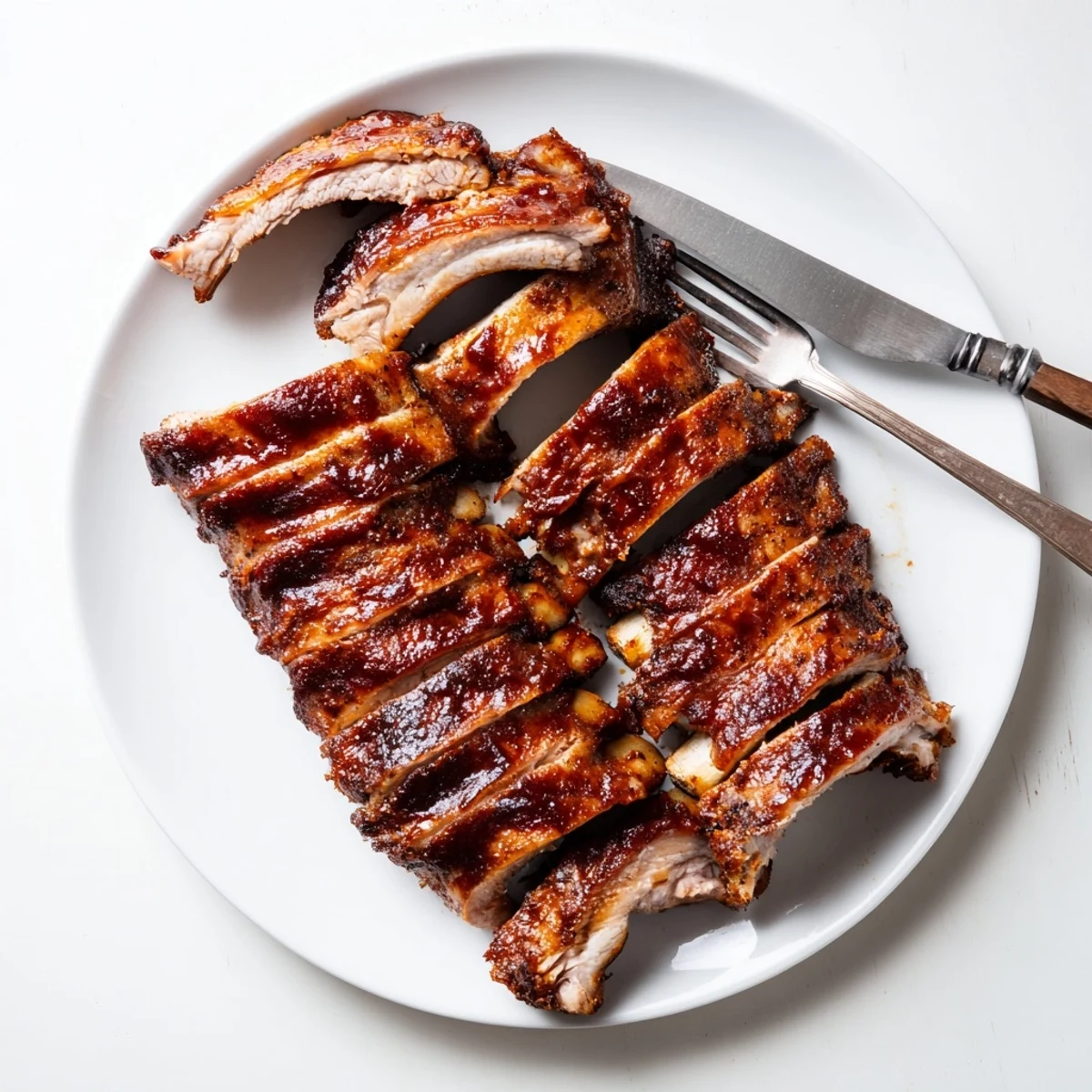 Smoky Grilled Ribs with charred edges and spice rub, served with coleslaw