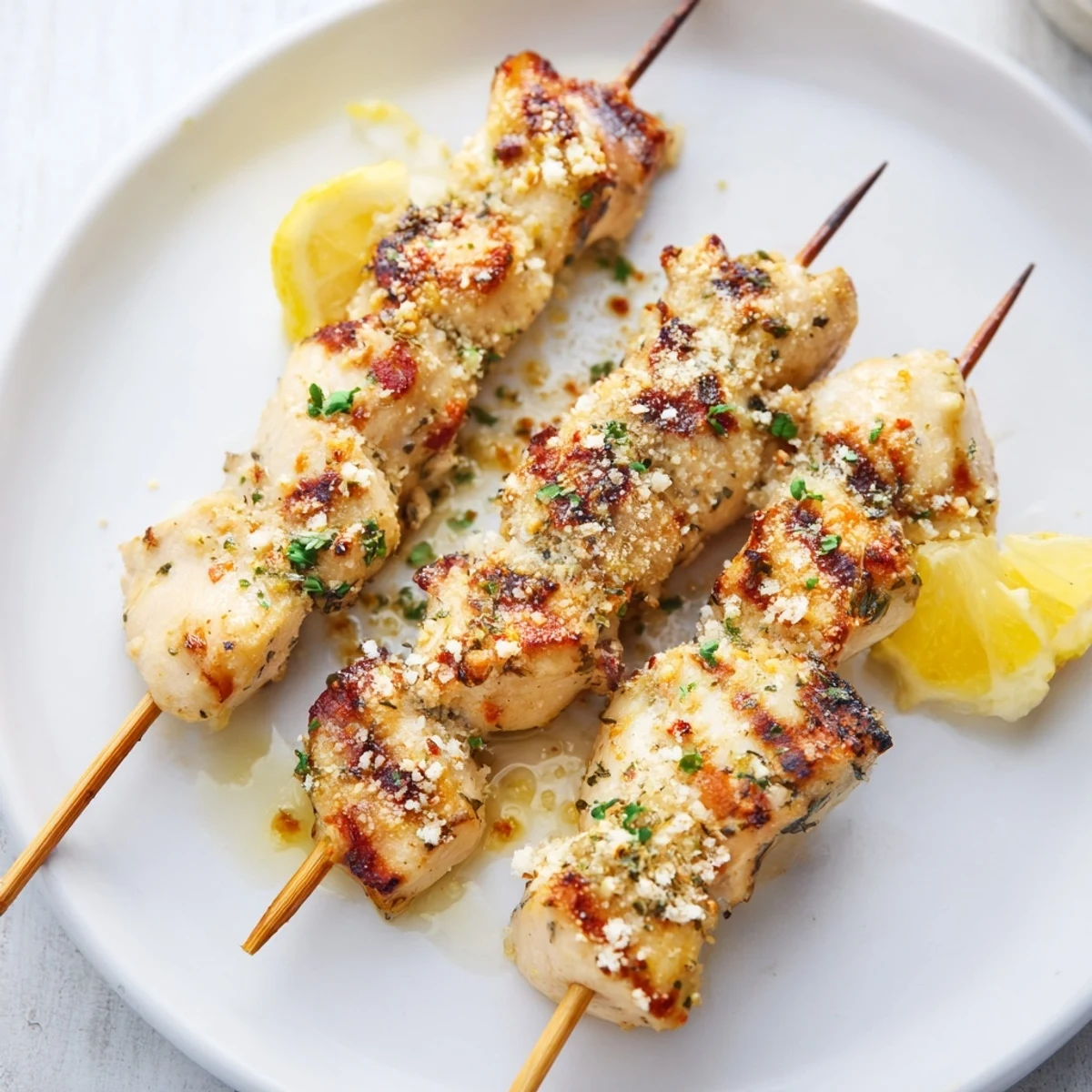 Savory Garlic Parmesan Chicken Skewers For Effortless Summer Grilling, tender cubes in garlic-parmesan marinade