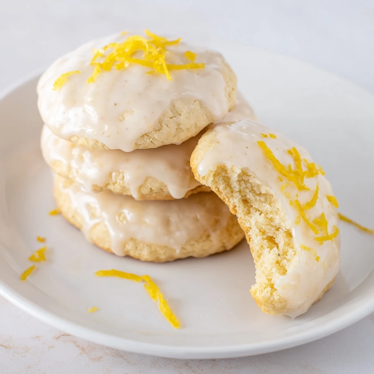 Lemon Cookies With Lemon Glaze, warm and glossy, zesty aroma and buttery crumb