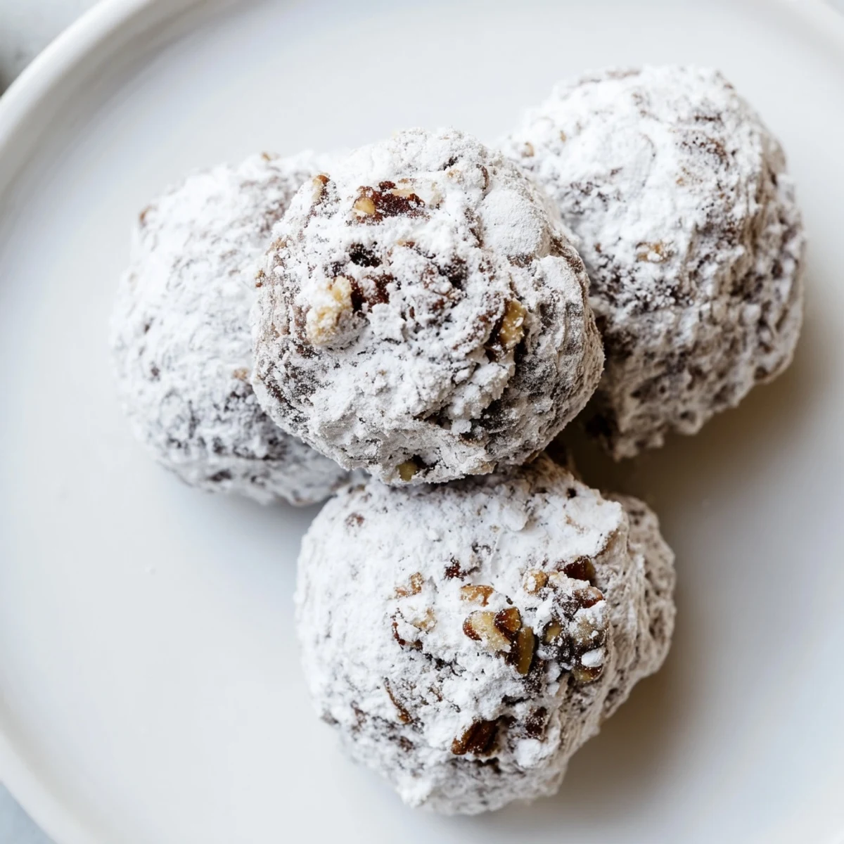 Chocolate Bourbon Balls Recipe with powdered sugar coating, pecans, chilled and ready.