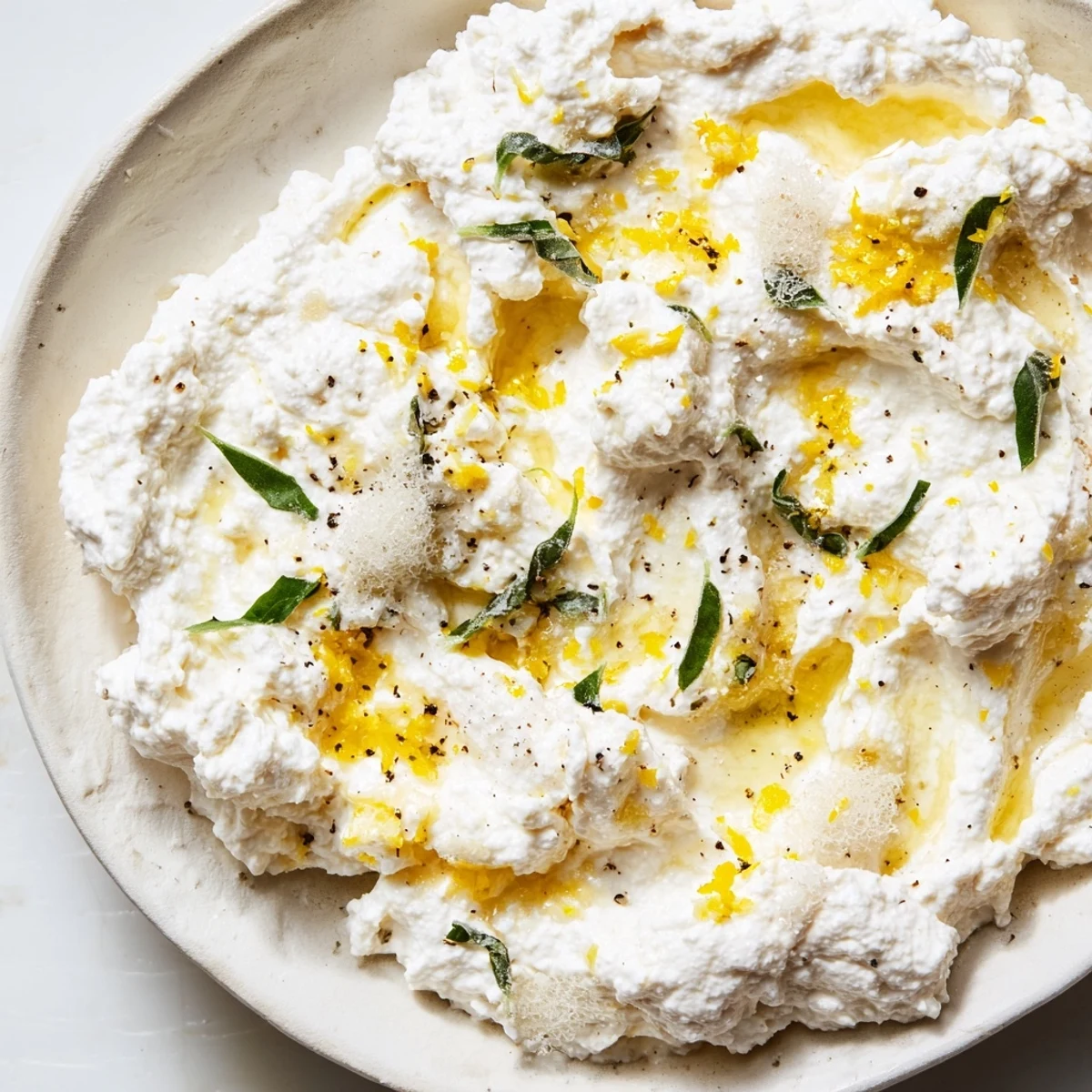 Light and fluffy ricotta dip served with toasted crostini for appetizer spread