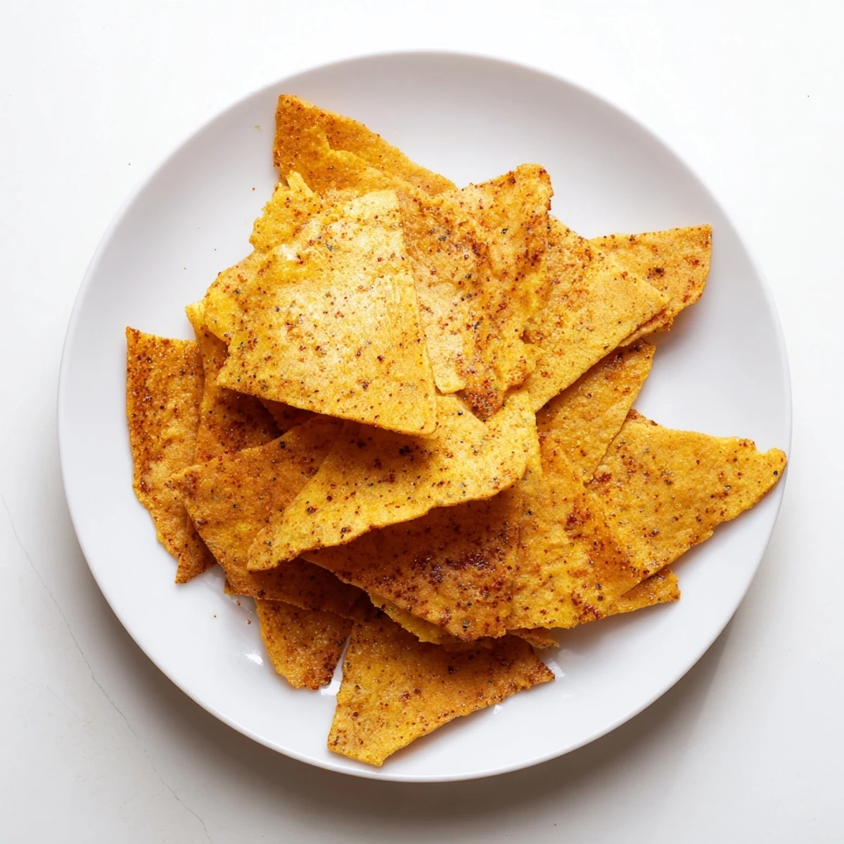 Golden crispy chickpea chips arranged on a wooden board ready for dipping