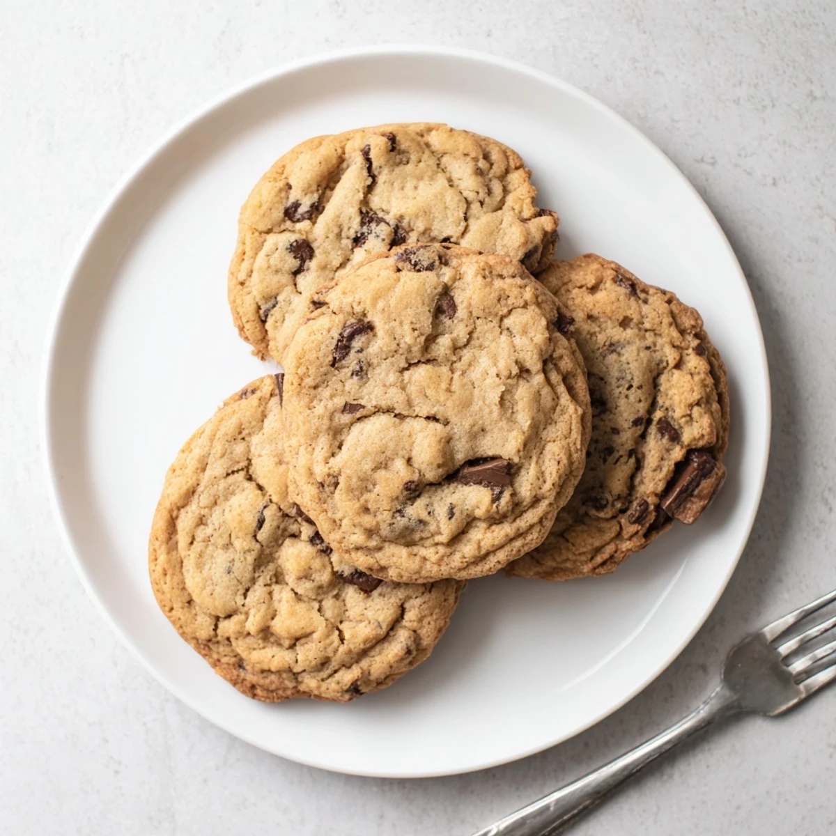 Freshly baked chewy chocolate chip cookies with golden edges and melted chocolate pools on a wire cooling rack