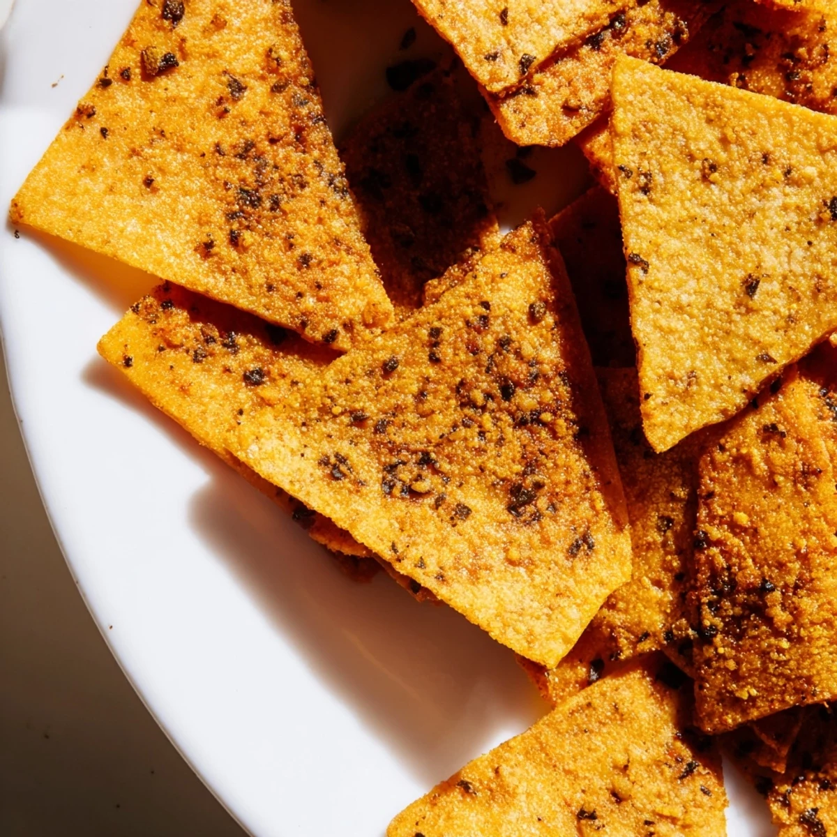 Oven-baked chickpea chips sprinkled with spices and served with fresh herbs for dipping