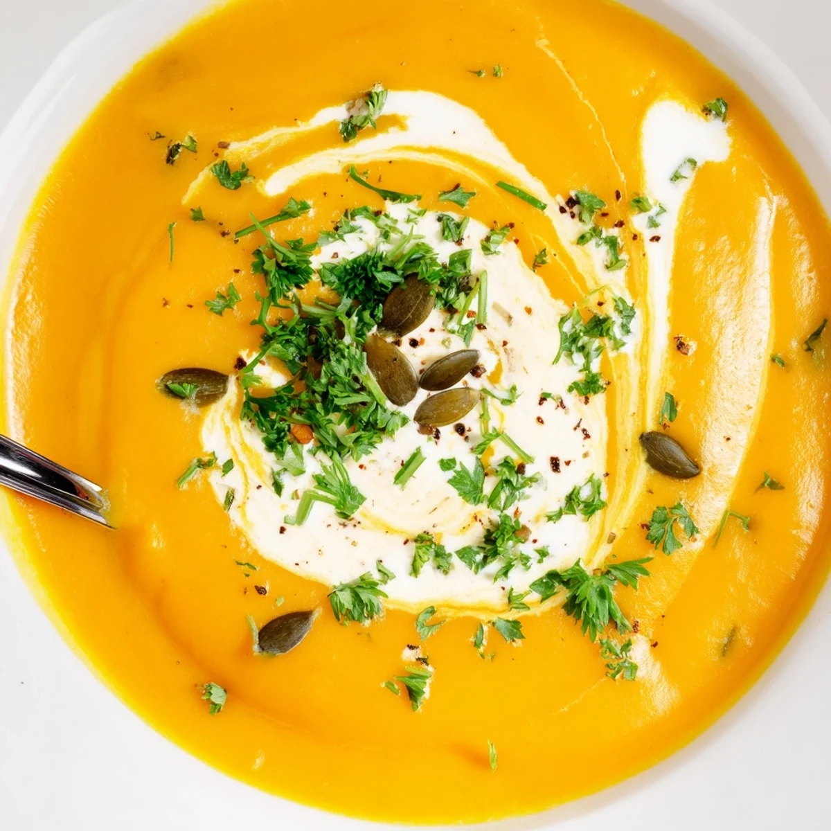 Carrot Soup steaming in a bowl, silky texture and warm spice aroma