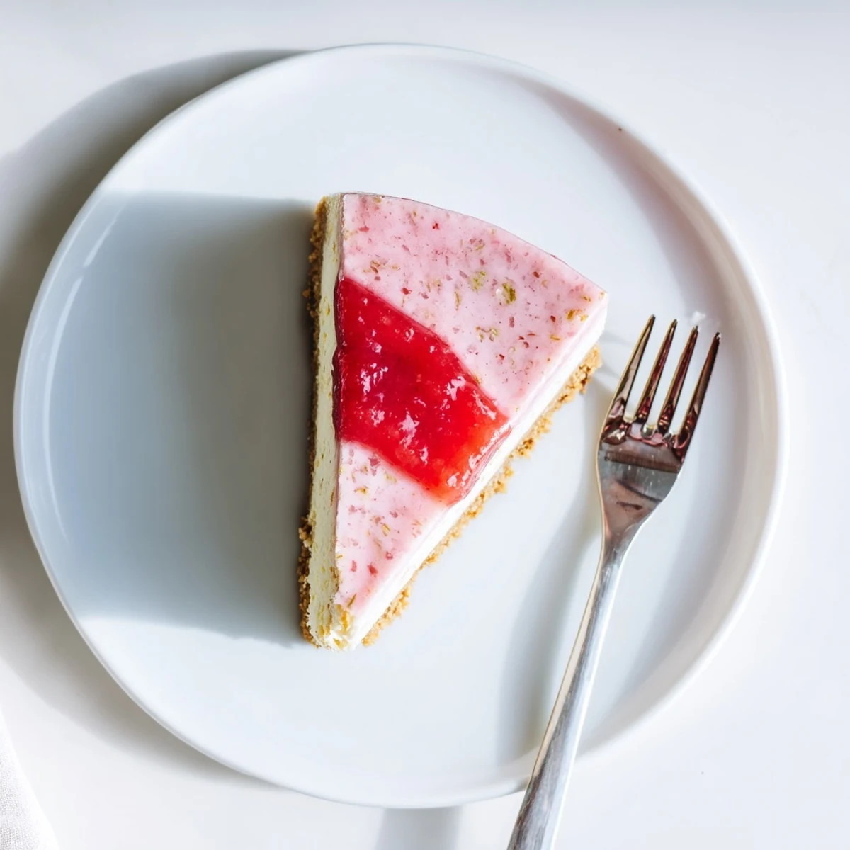 Homemade guava cheesecake dessert plated with fresh lime zest garnish on springform pan