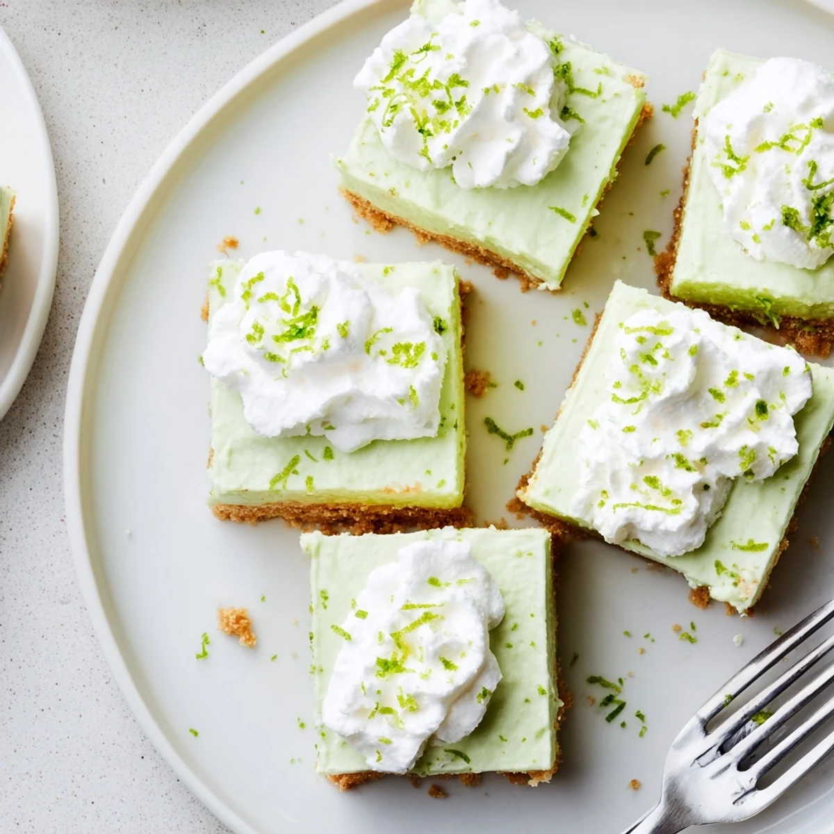 Zesty Key Lime Pie Bars dessert with crisp buttery crust and optional whipped cream topping on a rustic wooden serving board