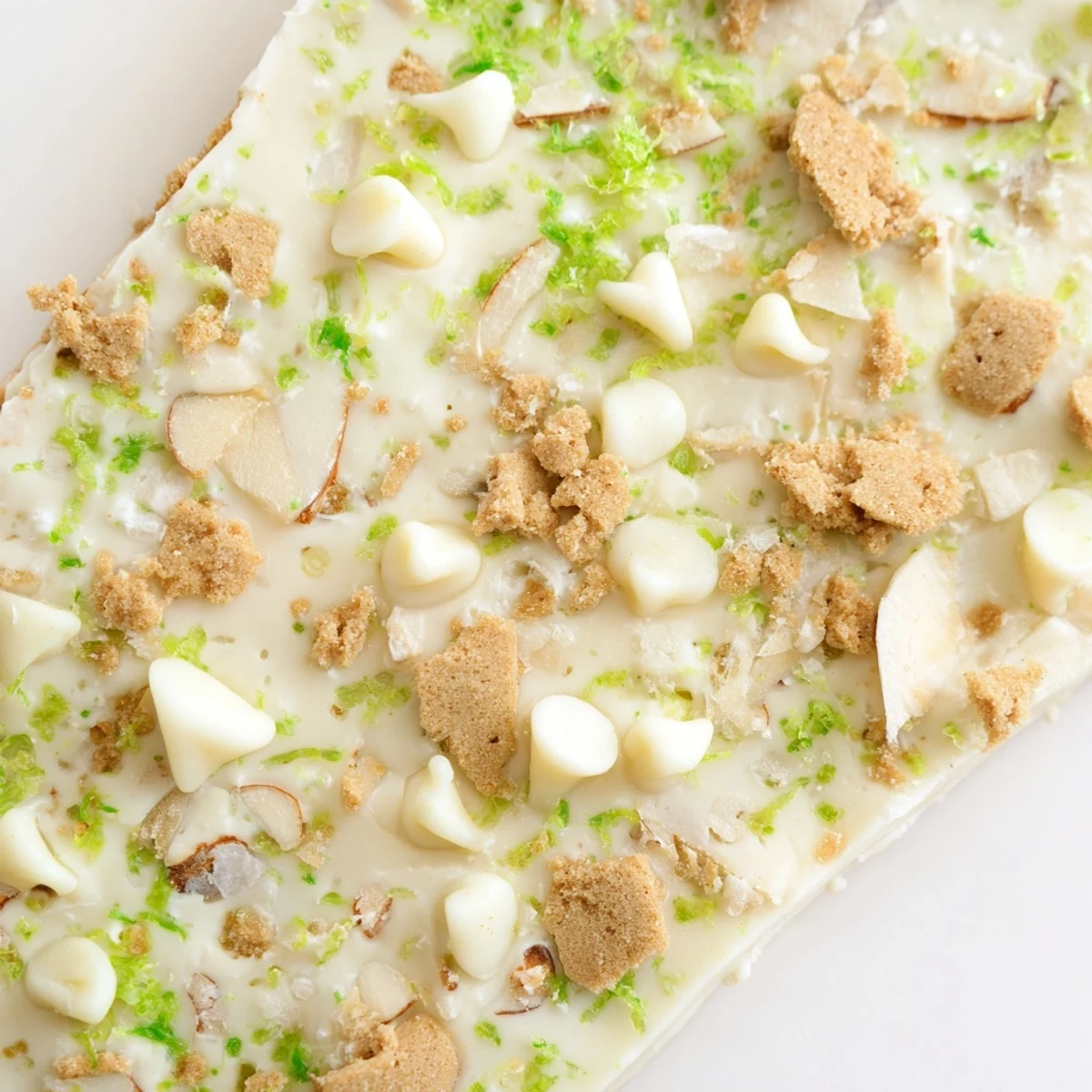 Refreshing Key lime pie yogurt bark featuring tangy lime frozen yogurt and crunchy graham cracker pieces
