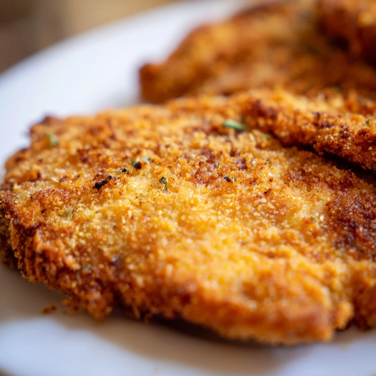 Homemade fried chicken breast resting on paper towels after deep frying golden