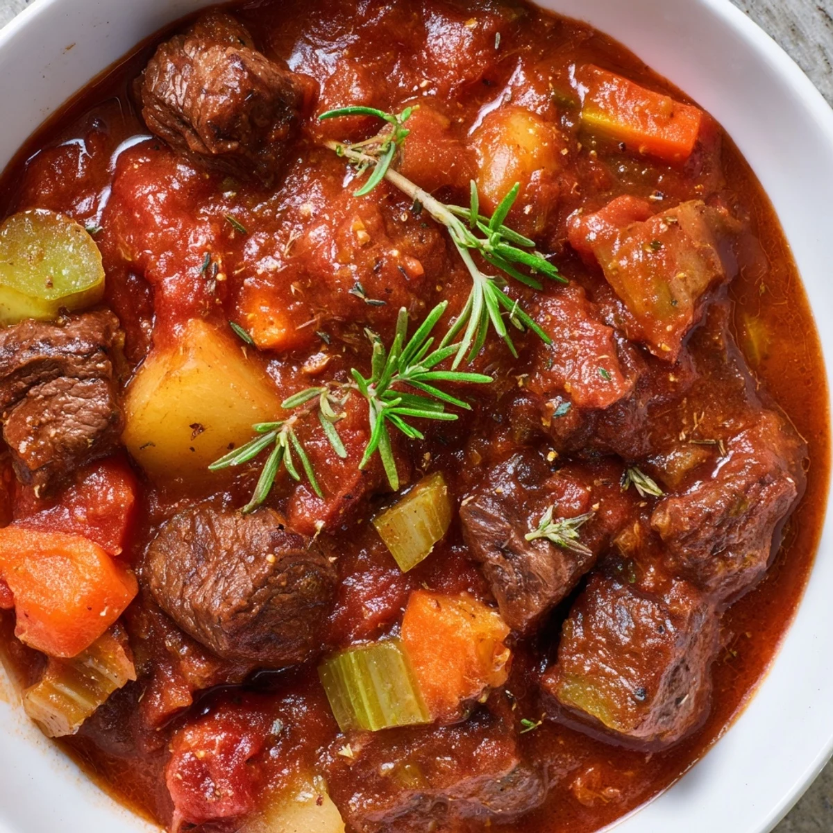 Slow-simmered, meltingly tender chunks and carrots in Spezzatino Di Manzo Italian Beef Stew.