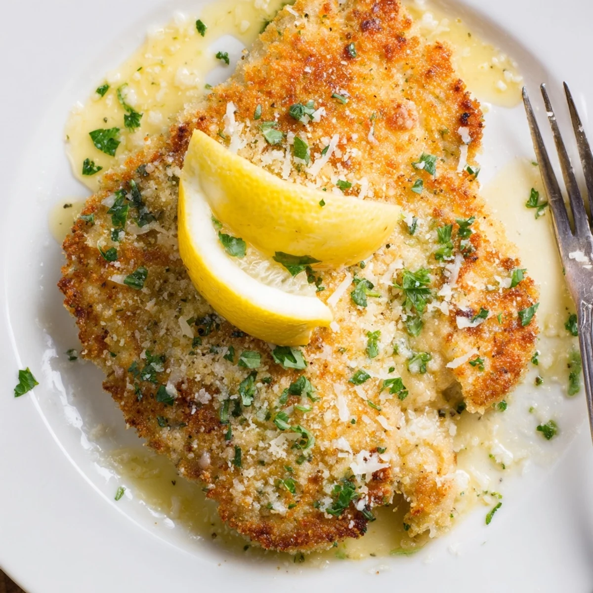 Pan-fried Lemon Chicken Romano with golden crust and zesty lemon-butter drizzle