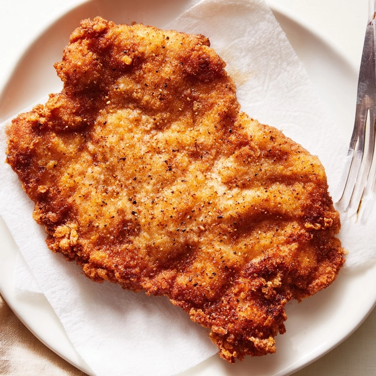 Crisp, seasoned Fried Chicken Breast plated with creamy mashed potatoes and coleslaw.