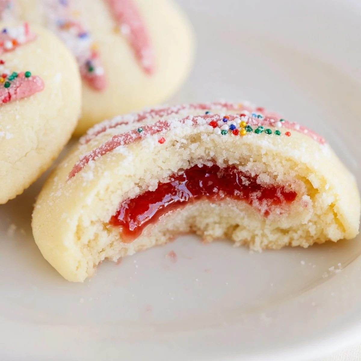 Freshly glazed Strawberry Pop Tart Cookies on a wire rack, crunchy edges.  
