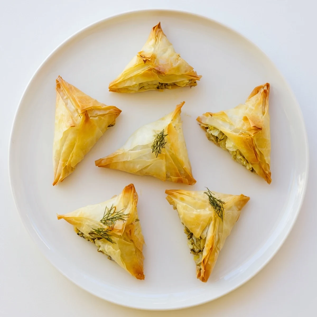 Golden artichoke and Graviera filo puffs fresh from the oven on parchment paper