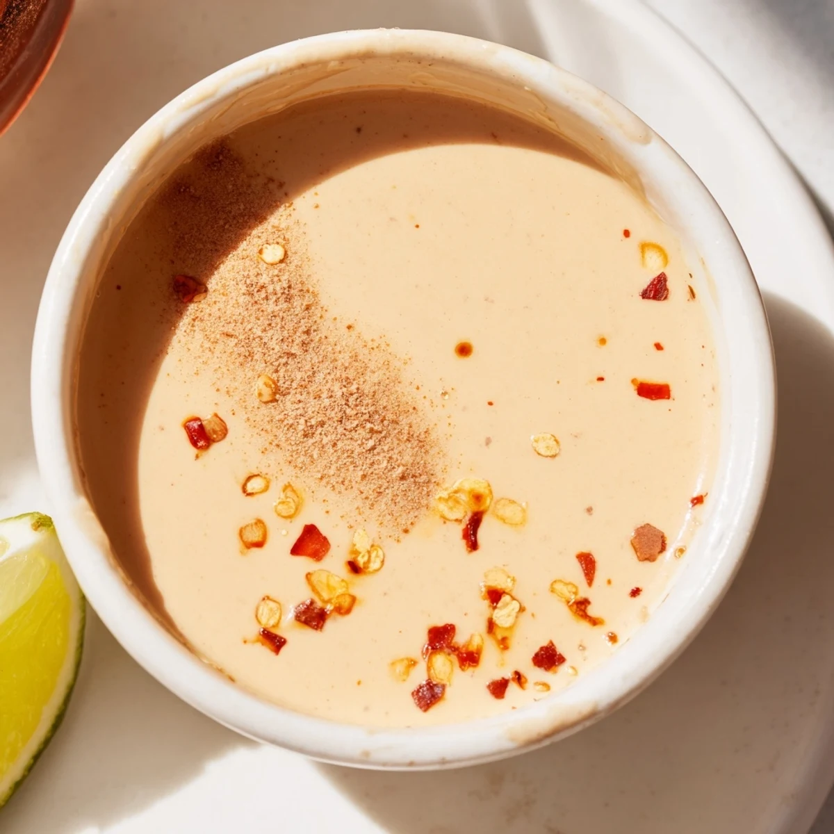 Smooth, tangy Chili Lime Tahini Sauce spooned over crispy falafel and fresh greens