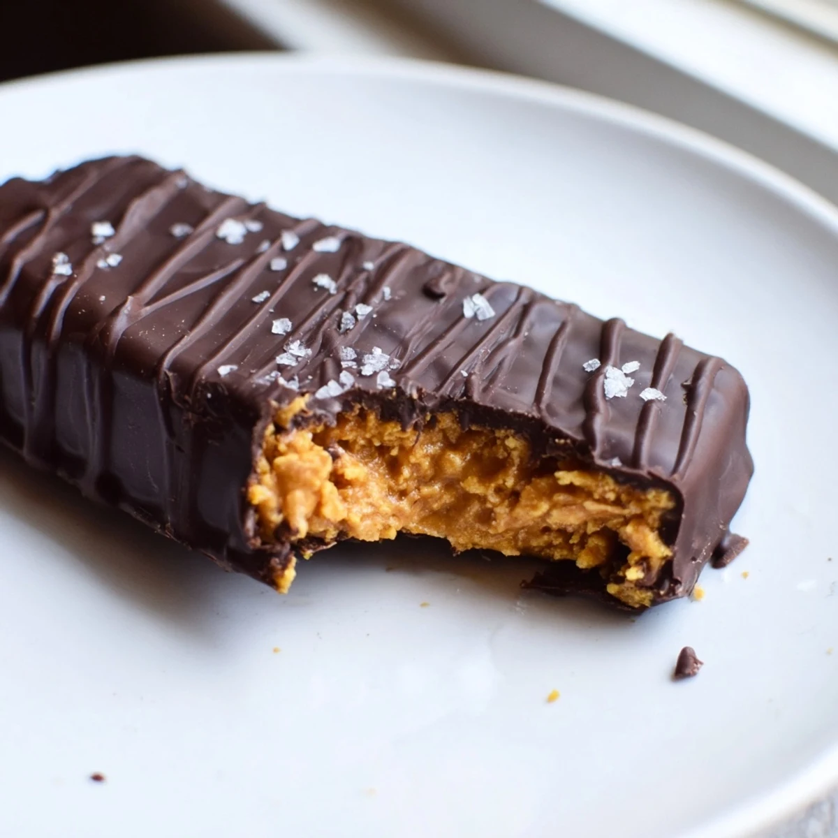 Golden peanut butter healthy homemade Butterfingers bars drizzled with rich melted dark chocolate