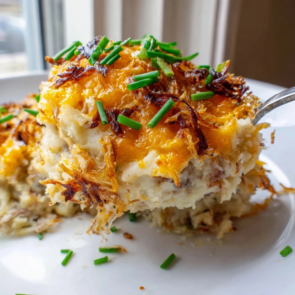 Cheesy Onion Mashed Potato Casserole