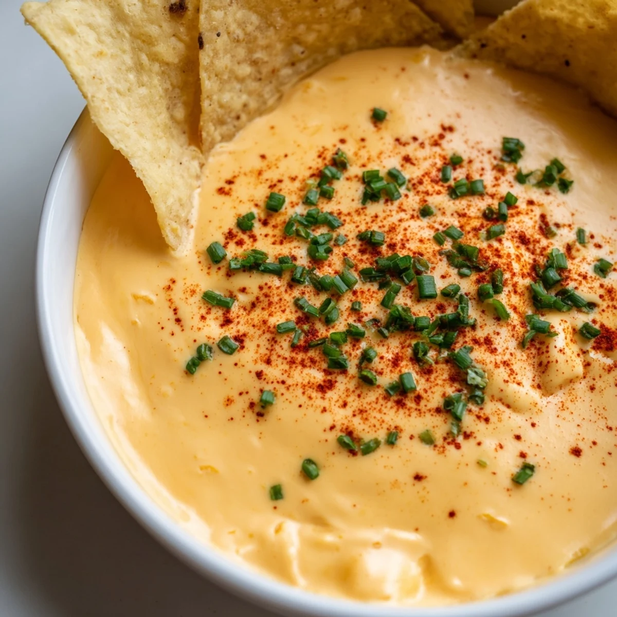 Creamy cheese dip topped with green onions ready for party dipping