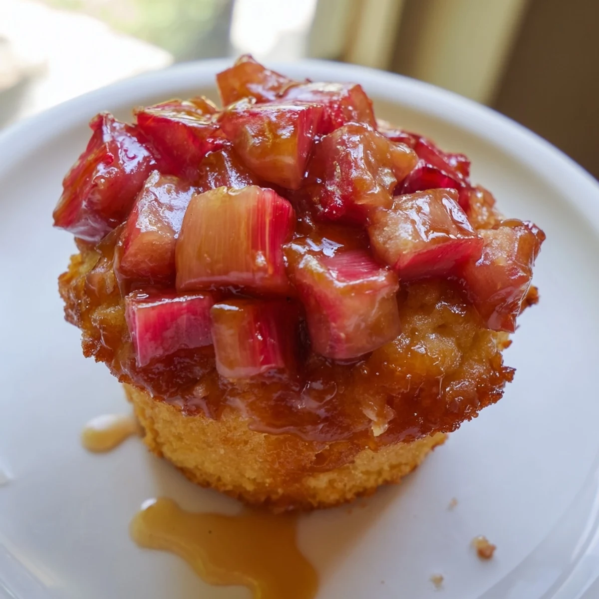 Upside Down Rhubarb Muffins