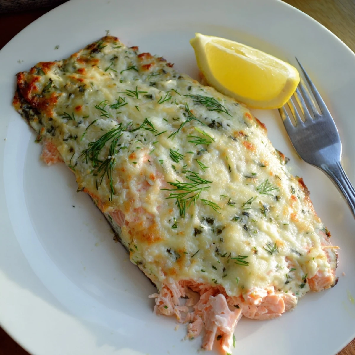 Creamy Boursin salmon baked golden with fresh herbs and lemon zest