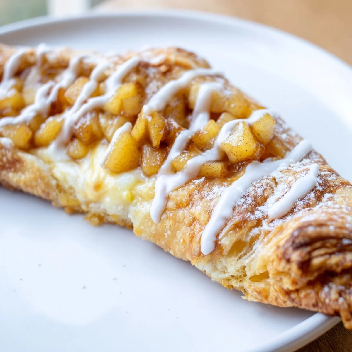 Warm apple cheese danishes fresh from the oven with golden flaky pastry edges