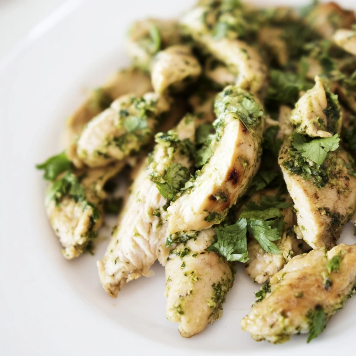 Golden grilled Cilantro Lime Chicken garnished with fresh herbs and lime wedges  