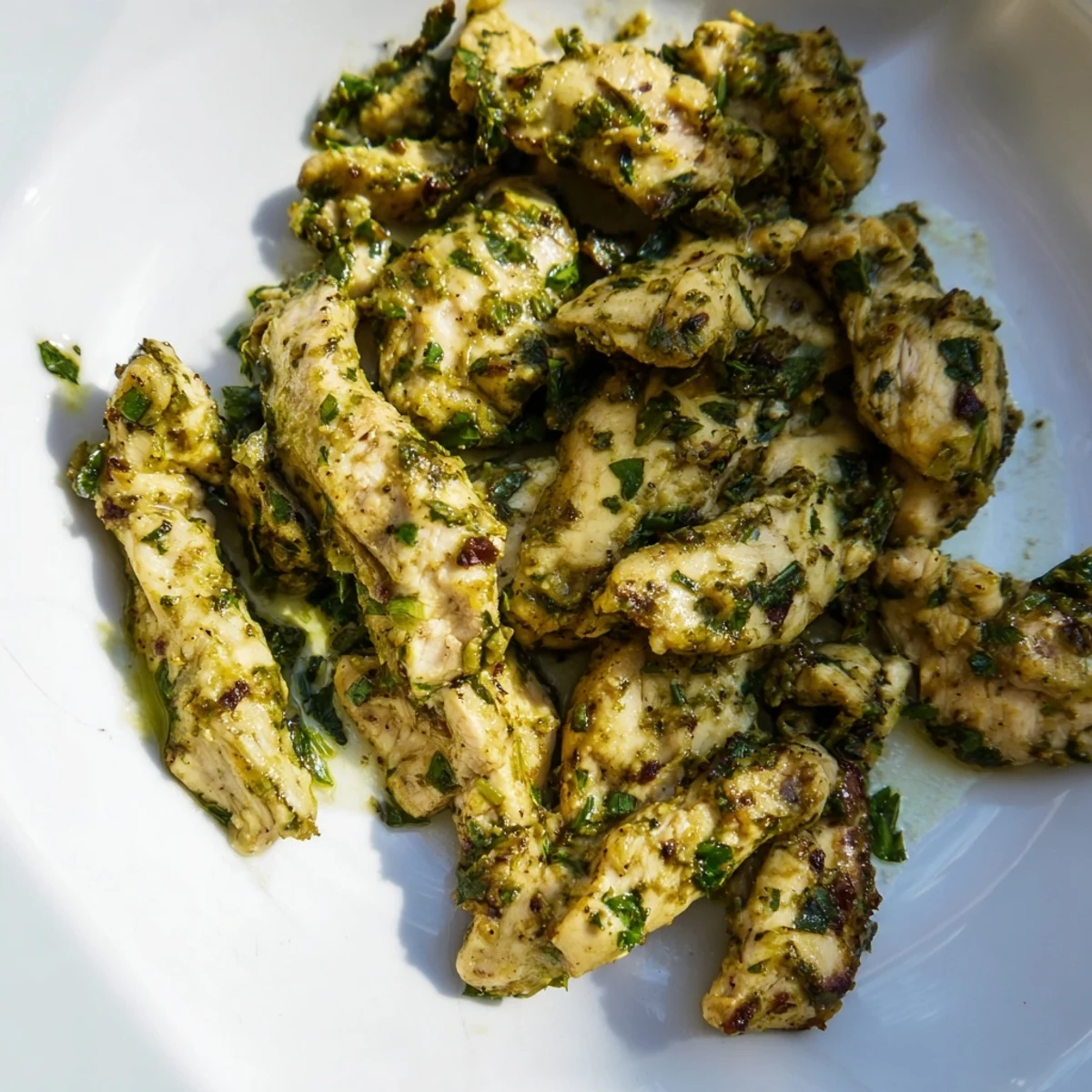 Sliced Cilantro Lime Chicken breast drizzled with zesty marinade and fresh cilantro
