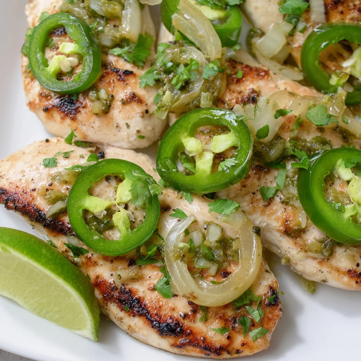 Sizzling skillet of spicy jalapeno chicken recipe with sliced peppers and onions  