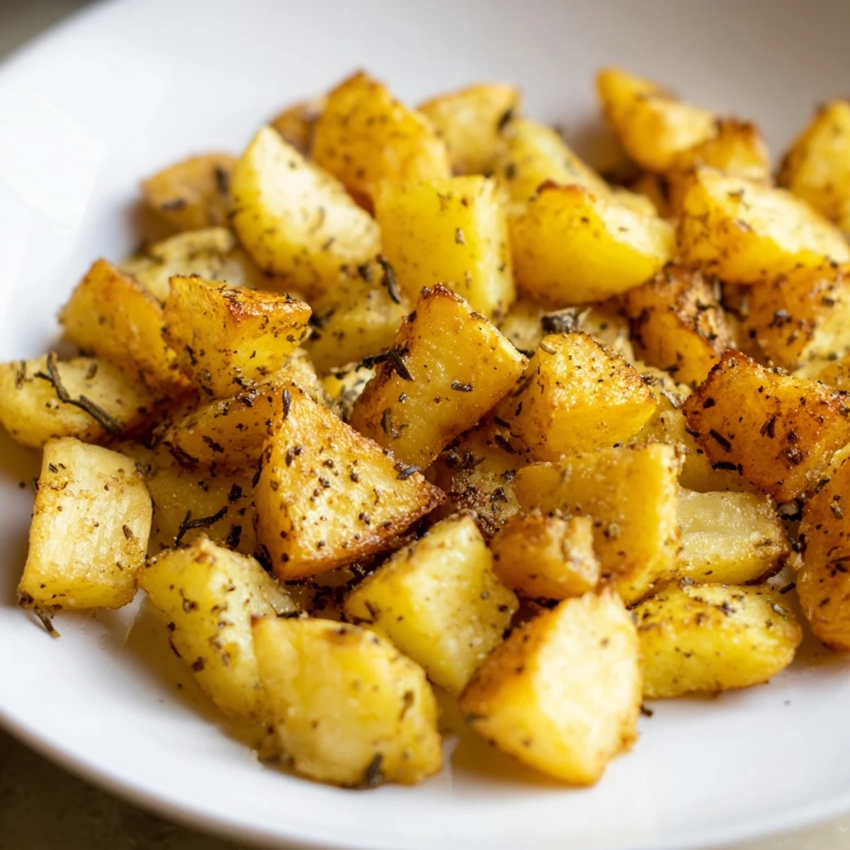 Fluffy inside roasted potatoes tossed with olive oil and sea salt  