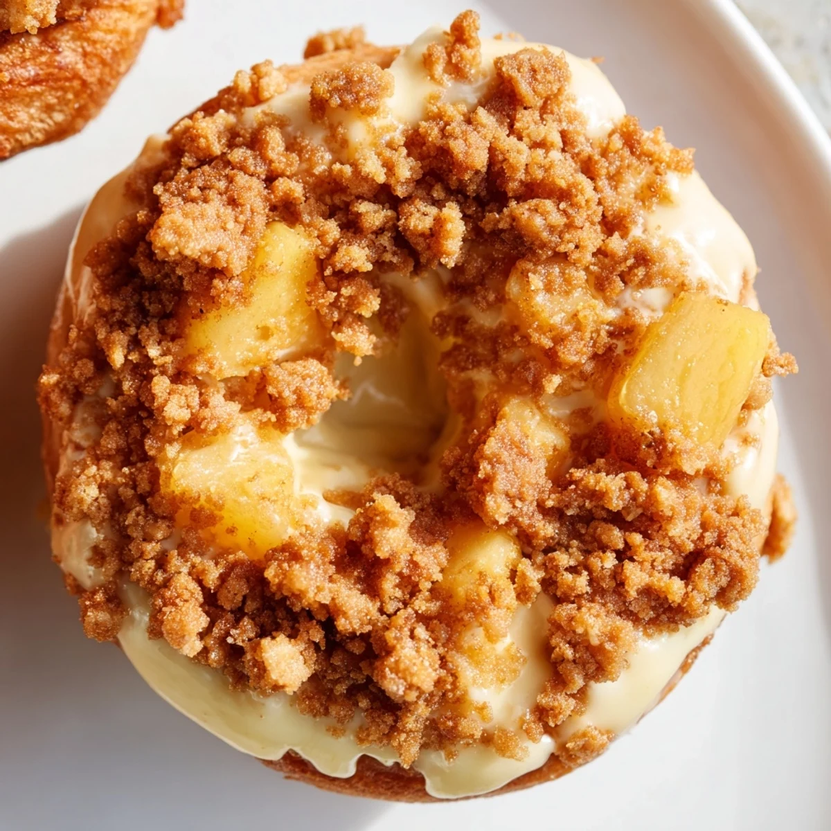 Fried donuts filled with creamy cheesecake and juicy peaches for dessert  