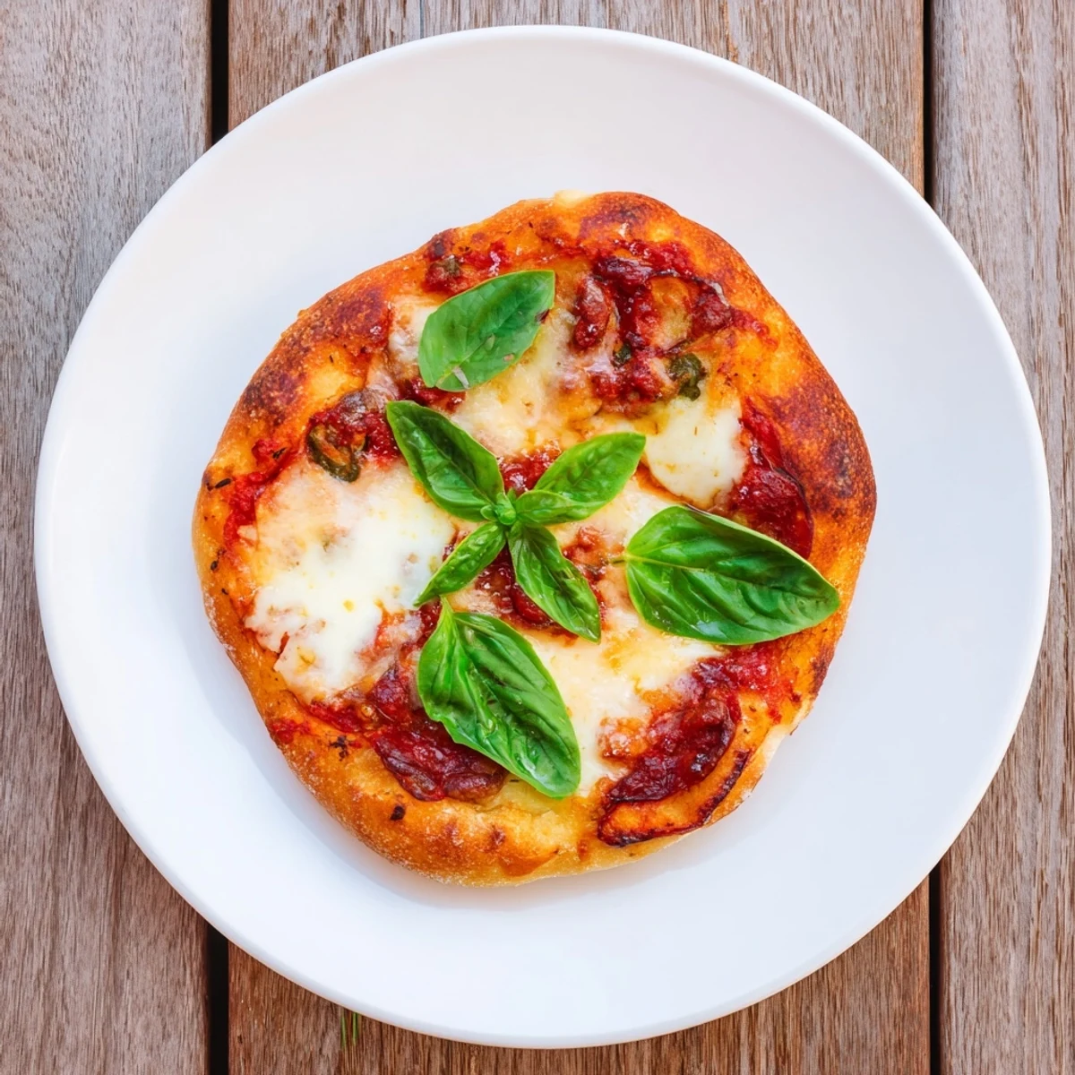 Savory tomato sauce and melted cheese top this delicious Italian pizza baked to perfection.  