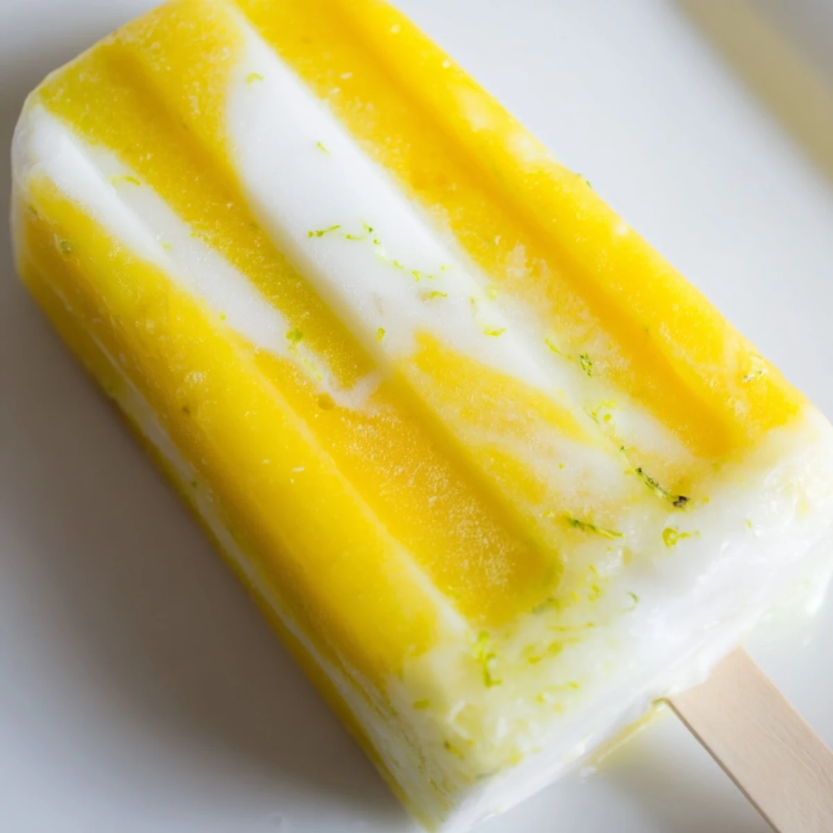 Refreshing pineapple coconut lime popsicles feature vibrant yellow and white marbled patterns.