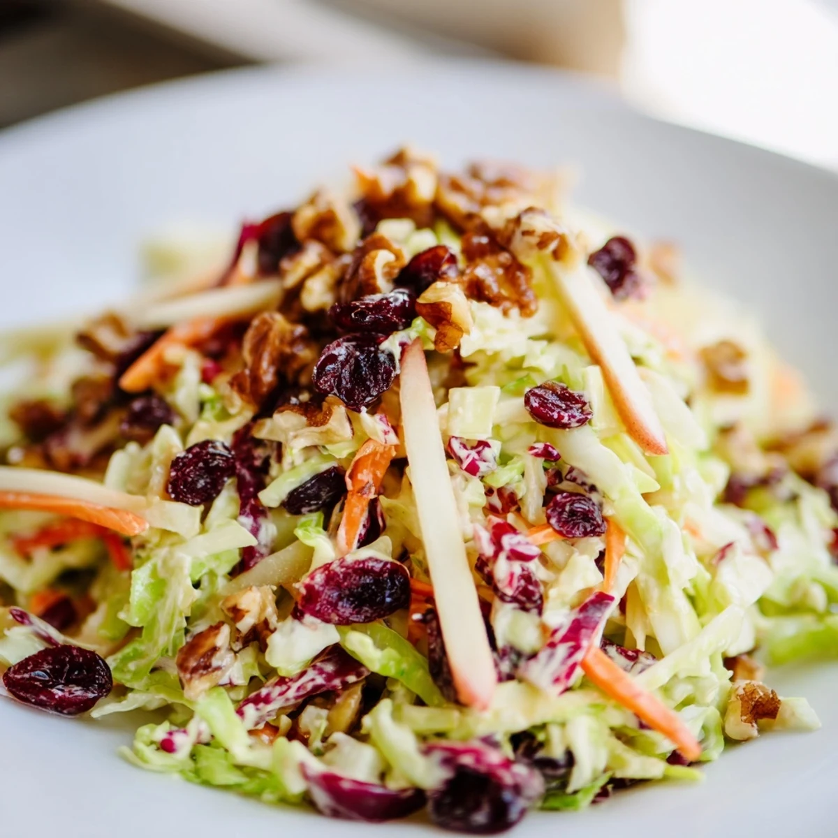 Vibrant Cranberry Apple Coleslaw with crisp cabbage, juicy apples, and tart cranberries.
