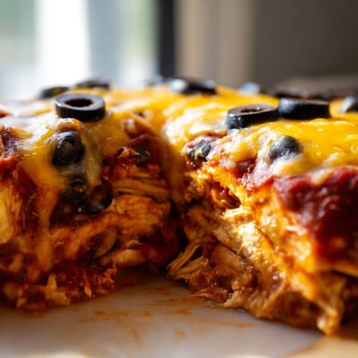 Cheesy Shredded Chicken Enchilada Bake
