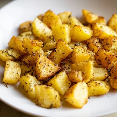 Fluffy inside roasted potatoes tossed with olive oil and sea salt  